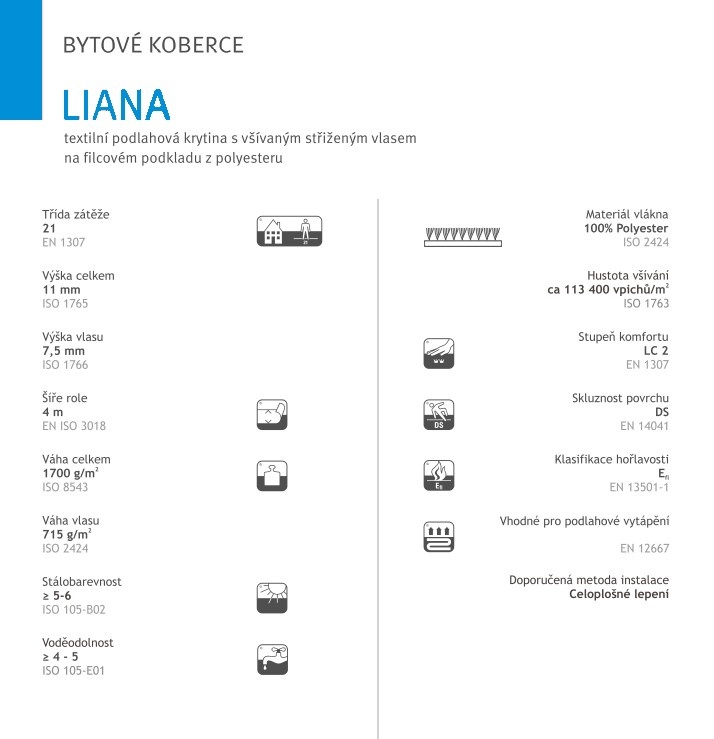 Metrážový koberec ITC Liana 6595 šedá