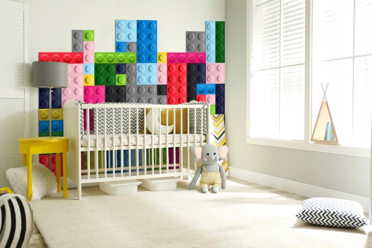 Filcový obklad Stavebnicové kostky 15x60cm tmavě modrá