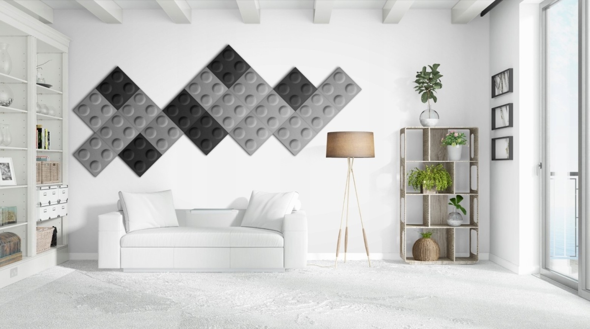 Filcový obklad Stavebnicové kostky 15x60cm tmavě modrá