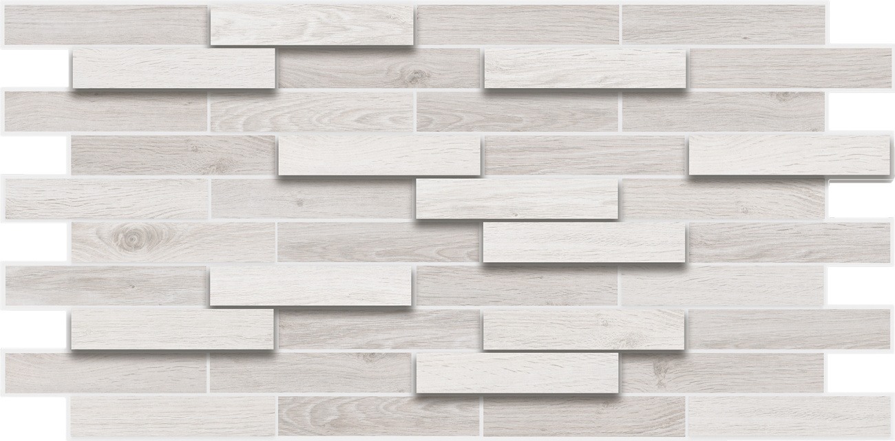 3D omyvatelný panel PVC Parkety bělené šedé (480 х 980 mm)