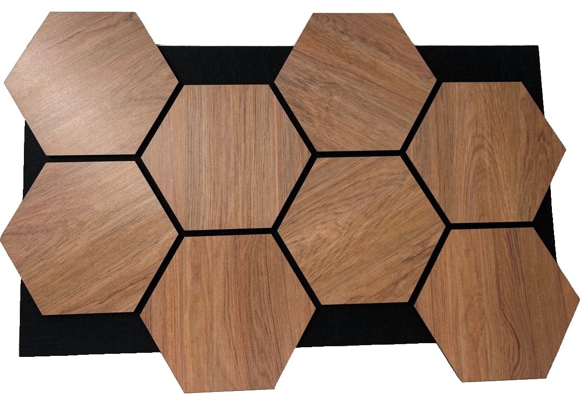 Akustický panel Hexagon LAN-605 872x579x10mm Ořech