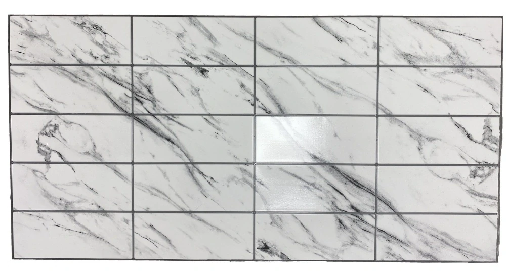3D obkladový omyvatelný panel PVC Travertine White (957x482mm)