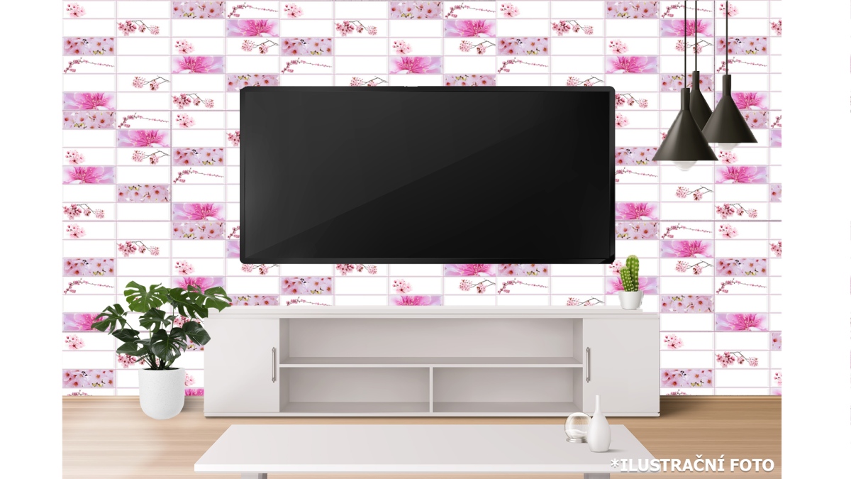 3D obkladový omyvatelný panel PVC  Sakura (480x955mm)