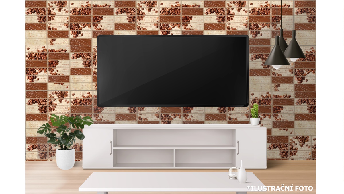 3D obkladový omyvatelný panel PVC Kávové zrna (955x480mm)