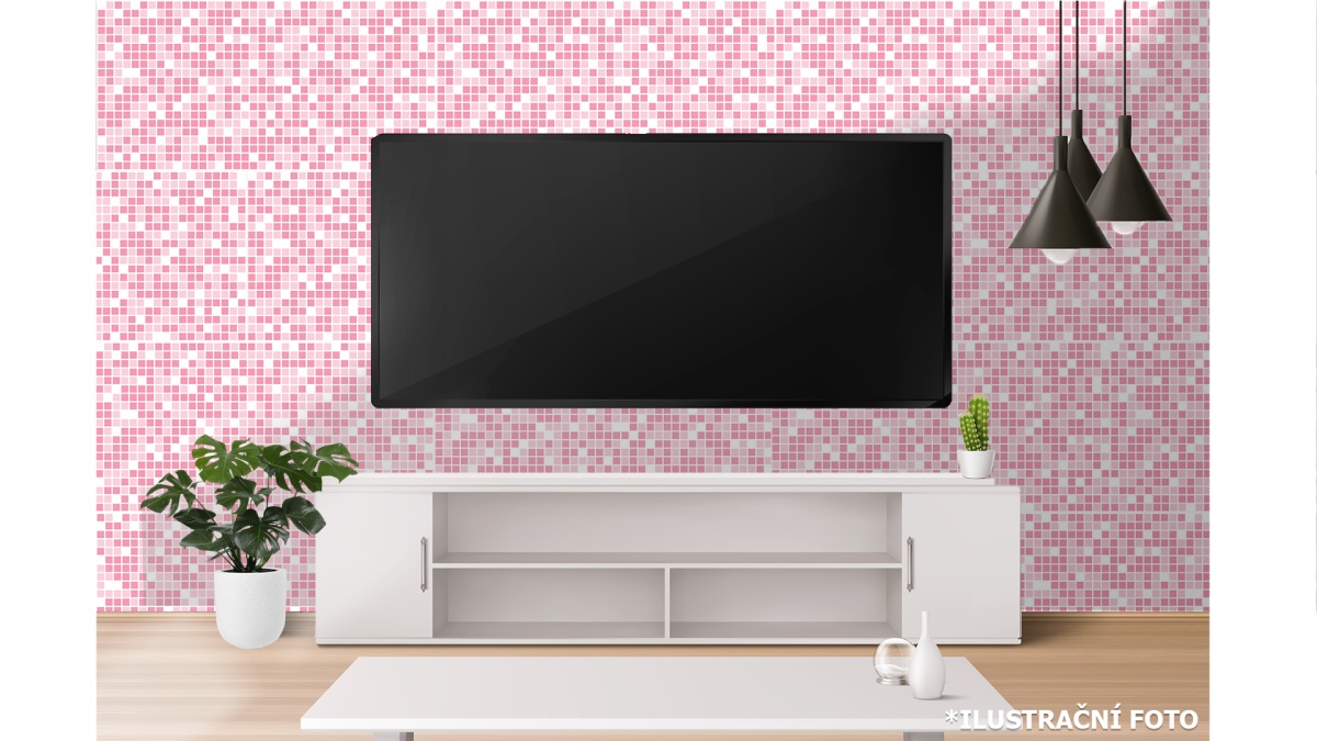 3D obkladový panel PVC Mozaika růžová (480 x 955 mm)