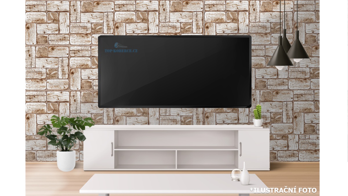 3D obkladový omyvatelný panel PVC White Loghouse (960 x 479mm)