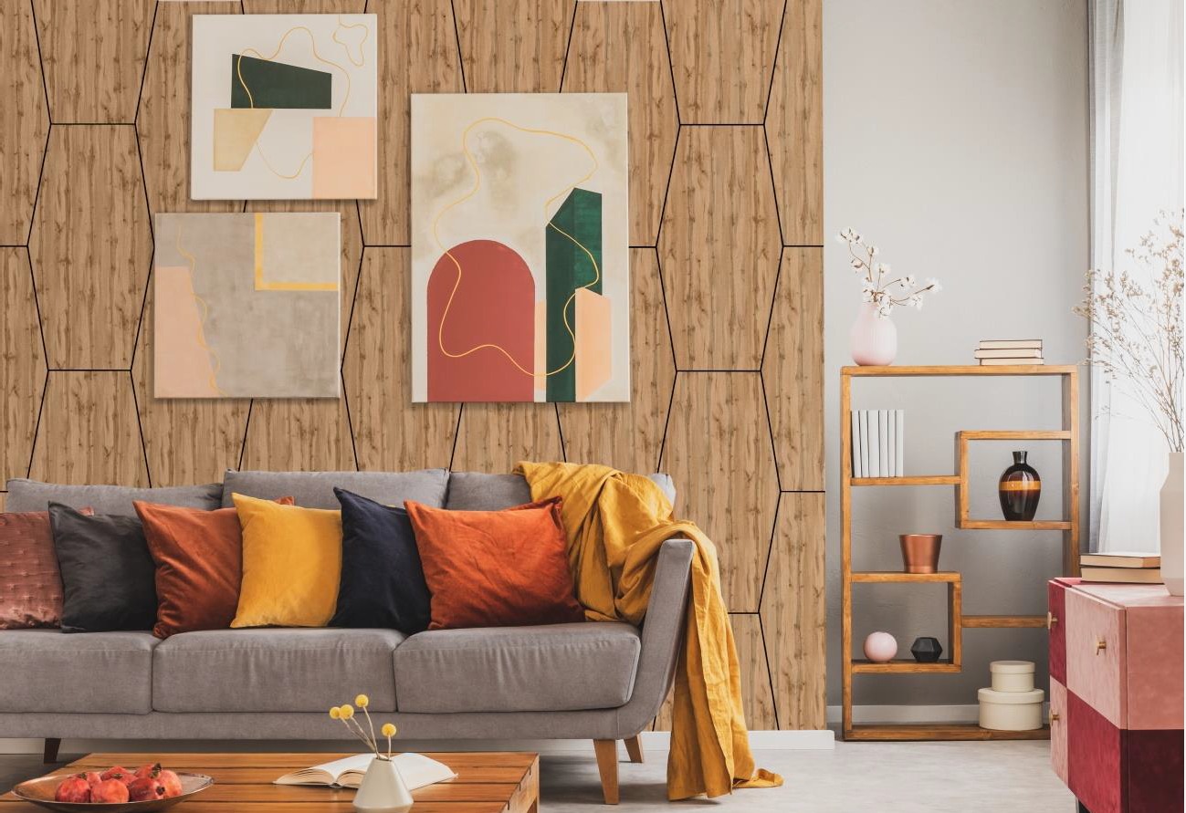 MDF panel Šestiúhelník 60x30cm Dub Wotan