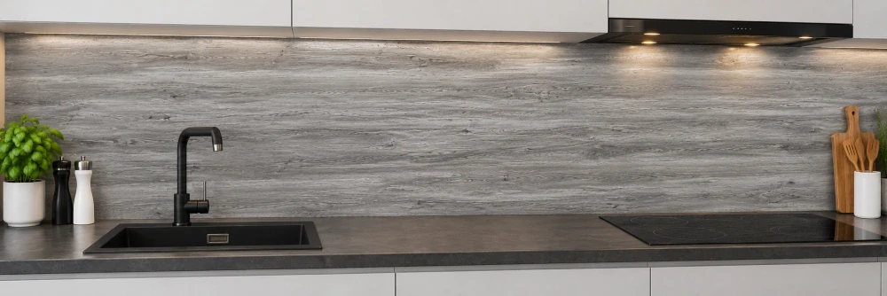 Kuchyňský panel ABS plast Grey wood texture 3000x600mm 1,5mm