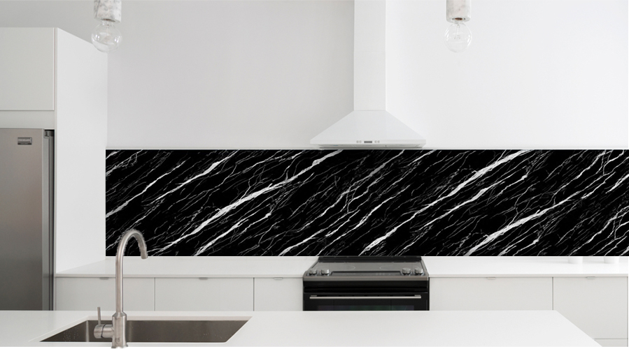 Kuchyňský panel ABS plast Black and white marble 3000x600mm 1,5mm