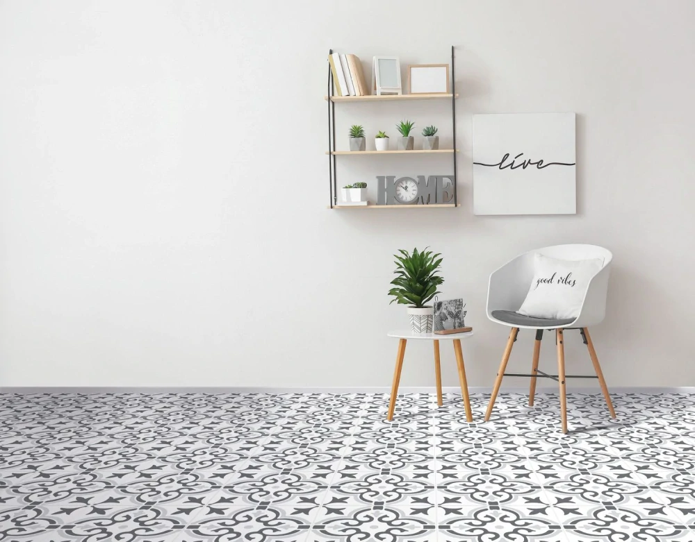 Vinylový samolepící čtverec Stencil Motif grey 30,5x30,5cm