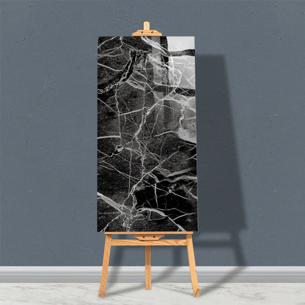 PVC panel dlaždice PBM-05 Mramor černo-bílý (60x30cm) samolepící 
