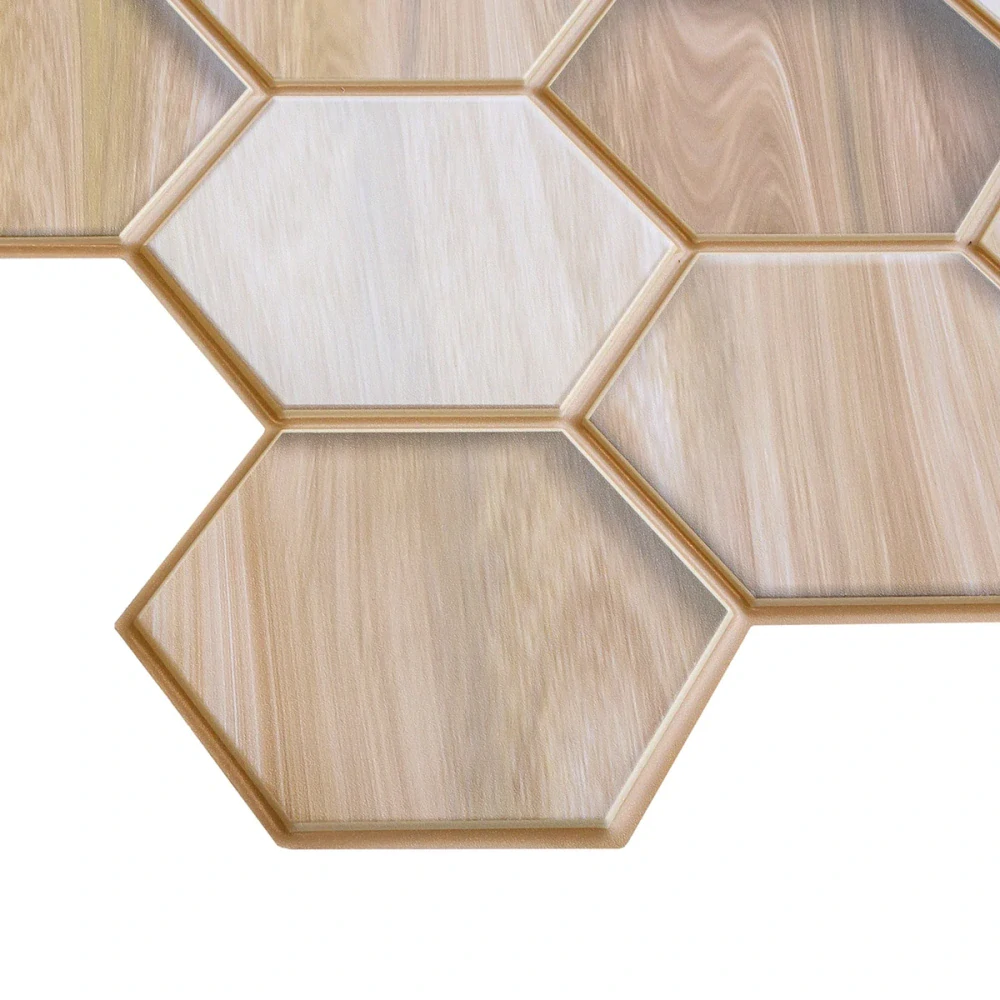 3D obkladový omyvatelný panel PVC Hexagon Dub 976x493mm