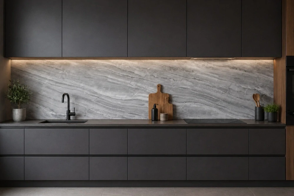 Kuchyňský obkladový panel ABS plast Gray quartzite 3000x600mm 1,50mm
