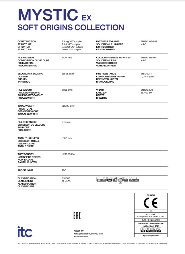 Metrážový Koberec ITC Mystic 30 bílá