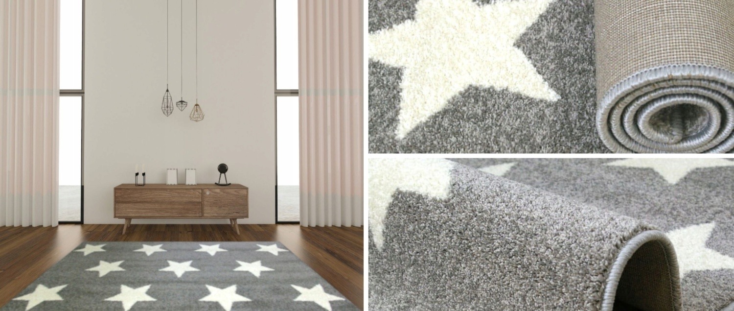 Weltom kusový koberec Silver Hvězdy 9423/15 šedý