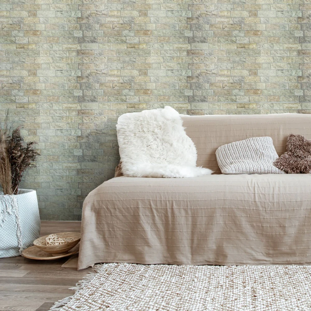 3D obkladový omyvatelný panel PVC Kámen béžový (958x495mm)