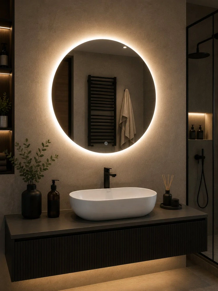 LED koupelnové zrcadlo VISIONAL MAYA Ø 60 cm, 4000 K, Anti-Fog, IP44
