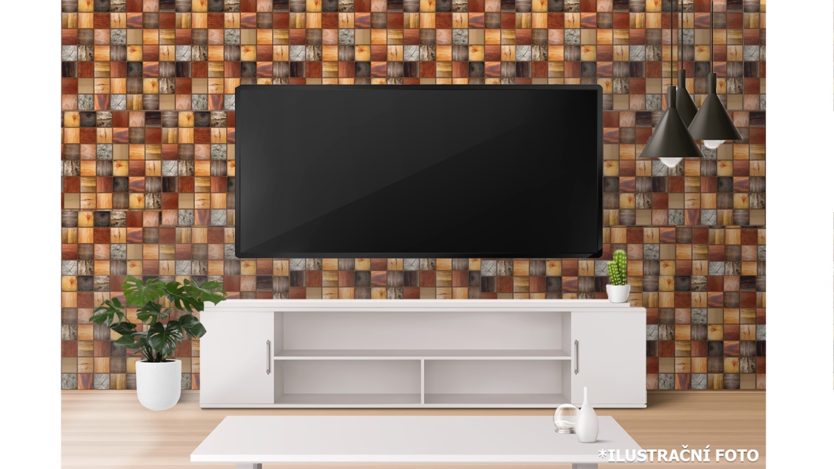 3D obkladový omyvatelný panel PVC Dřevo Tram mořený (955x480mm)