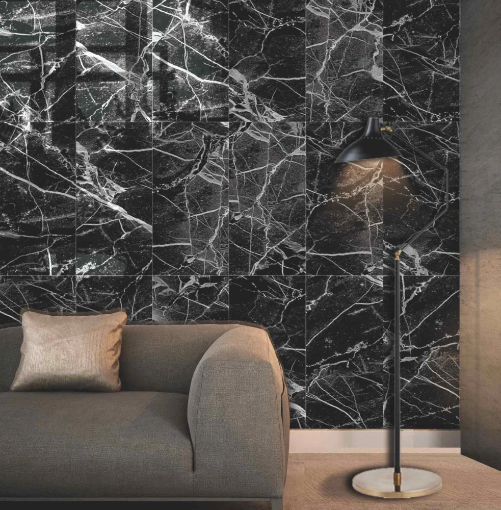 PVC panel dlaždice PBM-05 Mramor černo-bílý (60x30cm) samolepící 