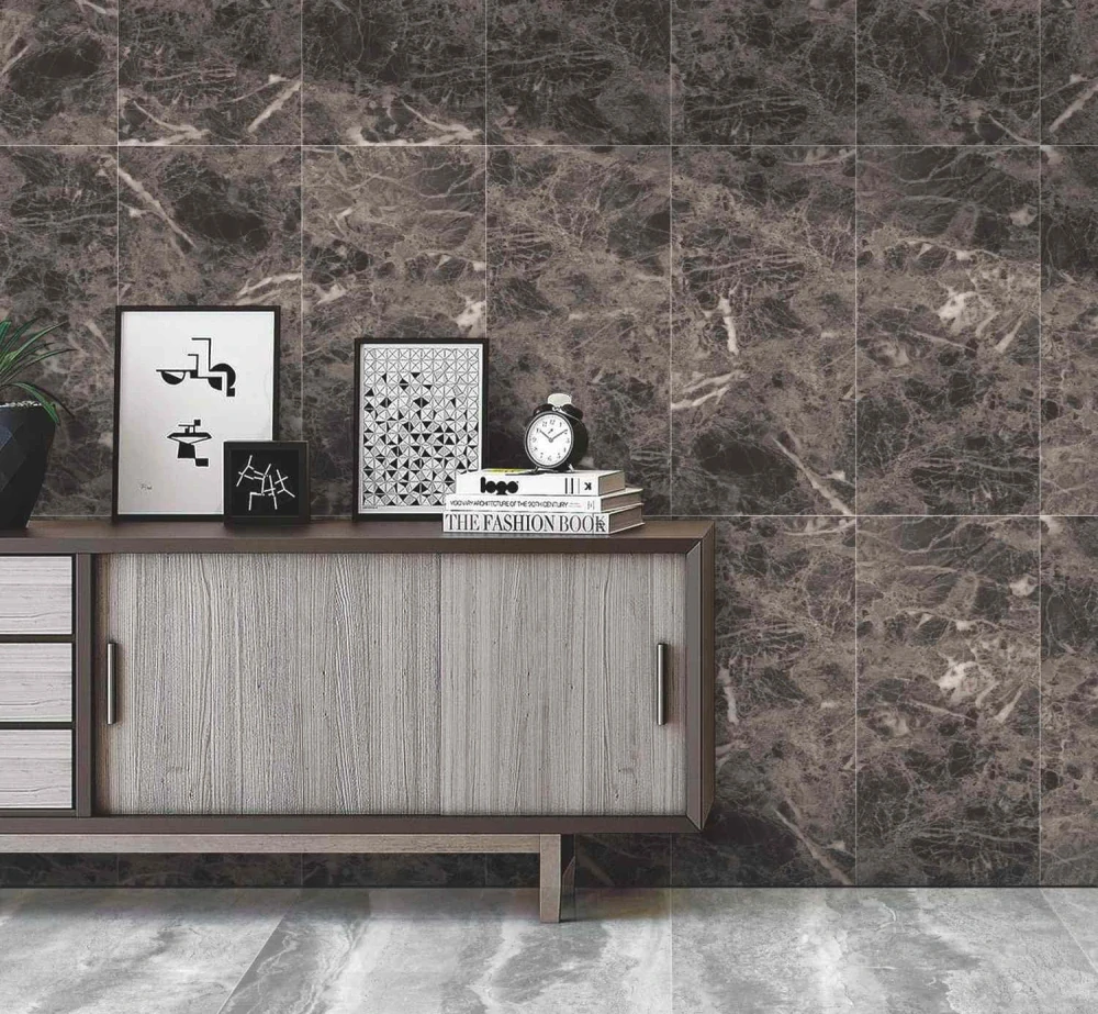 PVC panel dlaždice PBM-06 Mramor černo-šedý (60x30cm) samolepící 