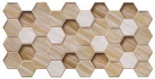 3D obkladový omyvatelný panel PVC Hexagon Dub 976x493mm